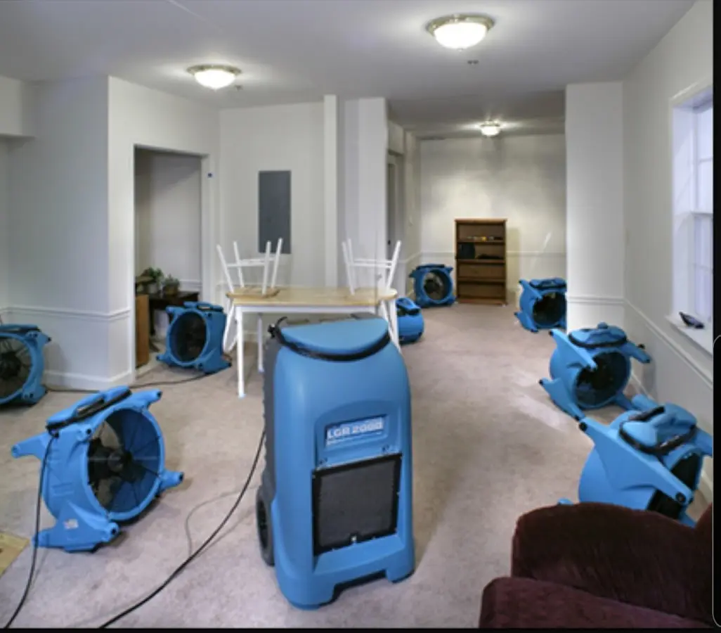Air movers and dehumidifier setup for Water Damage Restoration in Horseheads